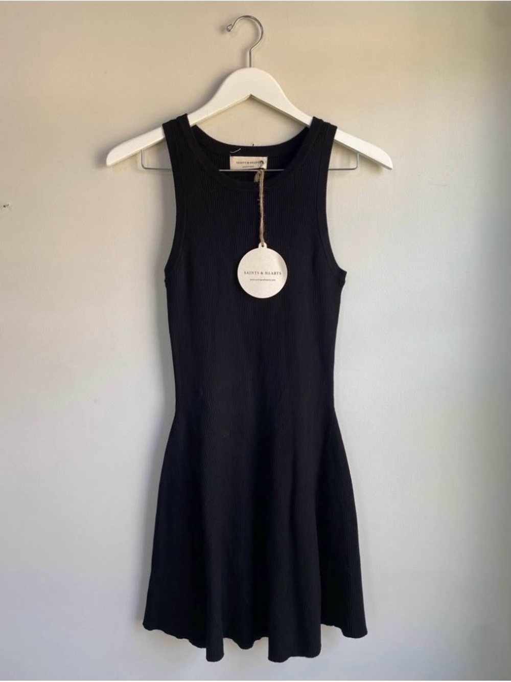 Saints & Hearts Black Ribbed Mini Tank Dress